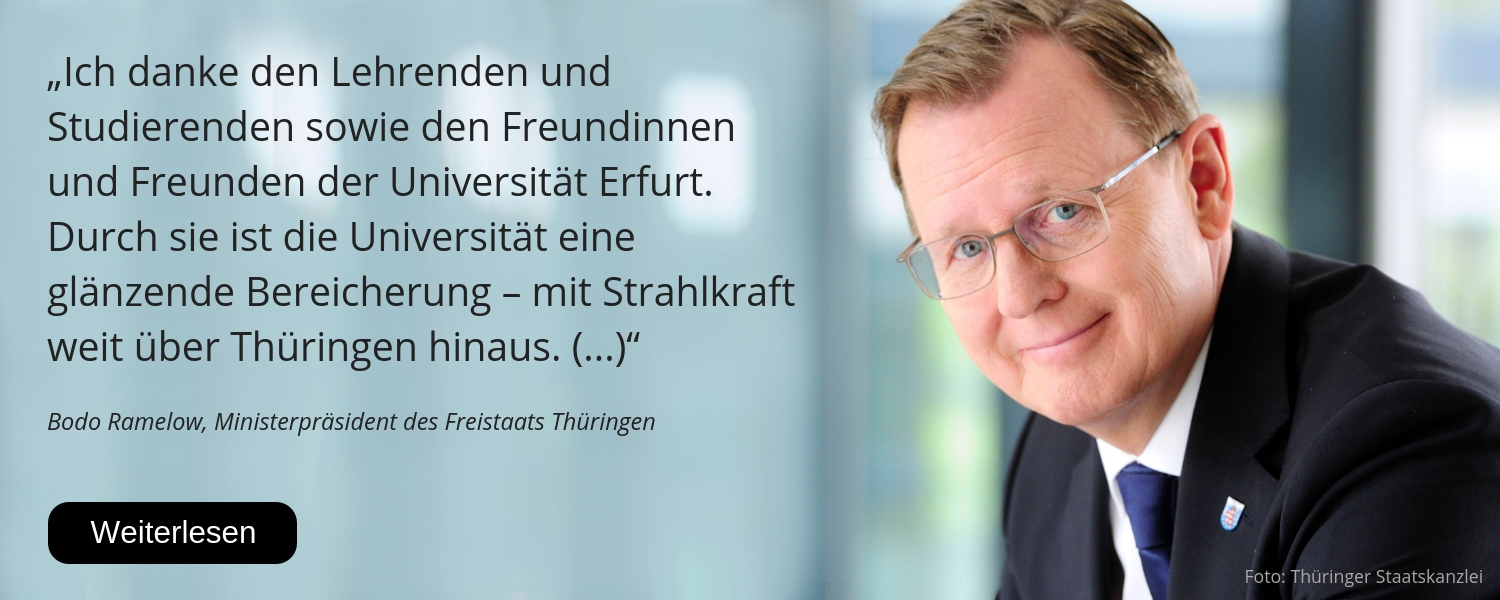 Bodo Ramelow, Ministerpräsident Thüringen, Glückwunsch, 25 Jahre Uni Erfurt