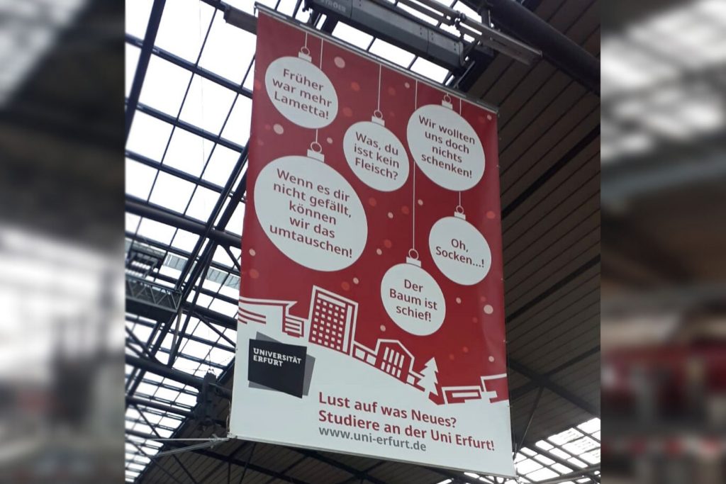 Banner Bahnhof, Bahnhofsbanner Uni Erfurt, Lust auf was Neues?